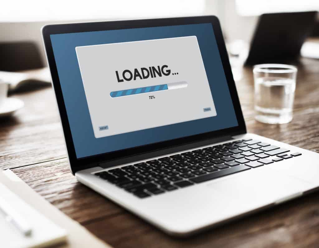 a laptop with a loading screen