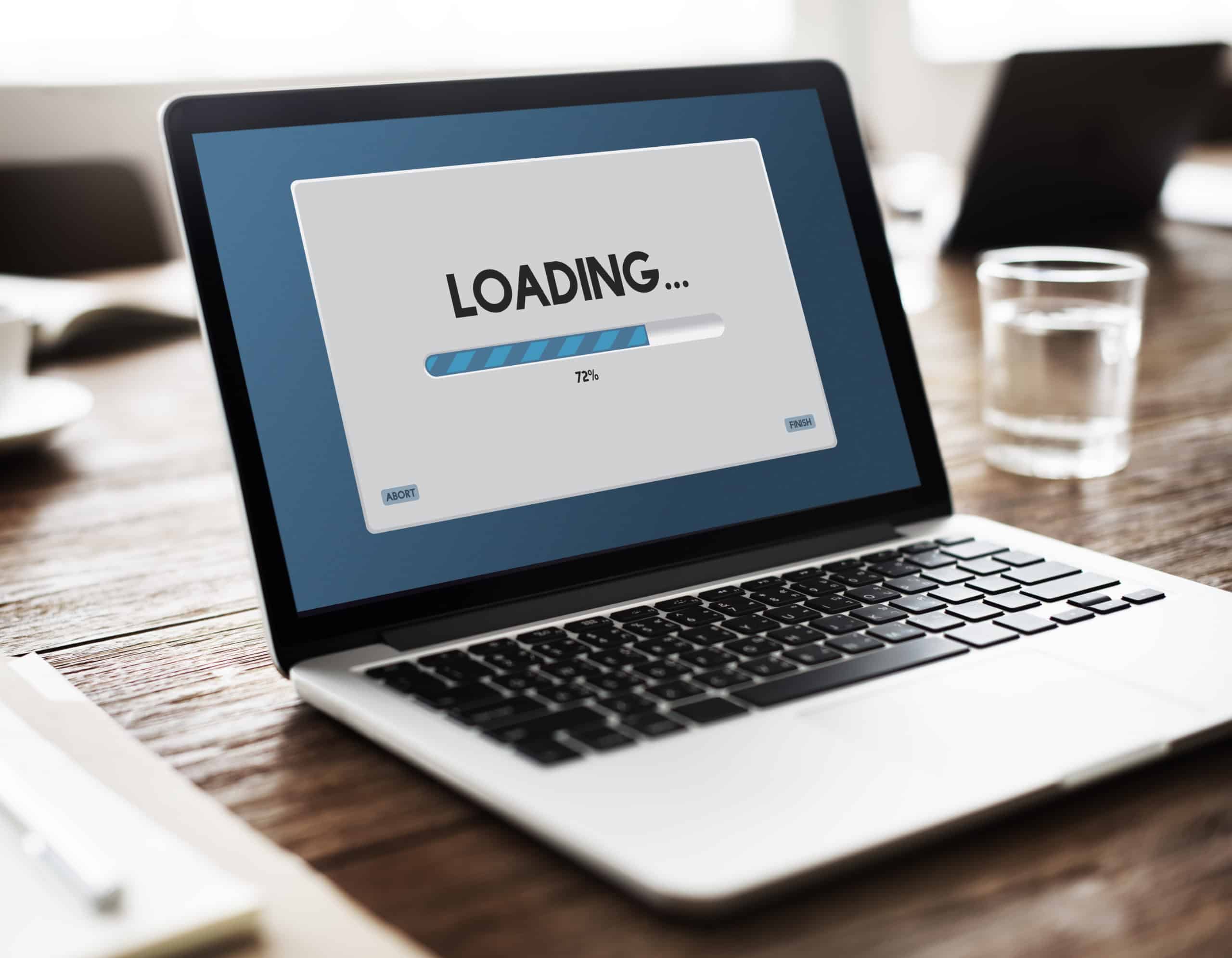 a laptop with a loading screen