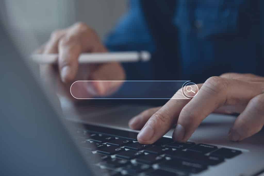A man using a search engine
