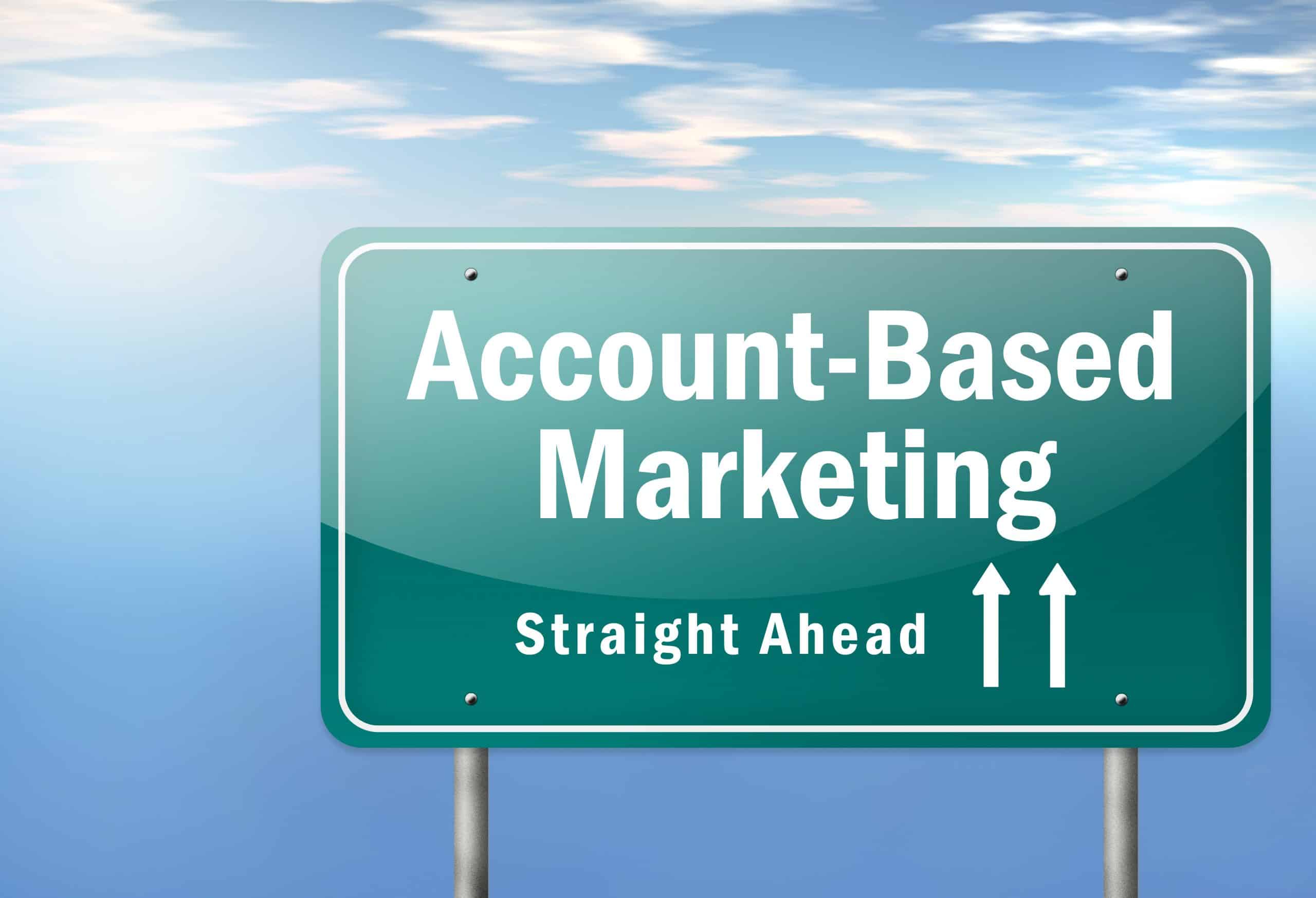 Highway Signpost "Account-Based Marketing" against a blue-sky background